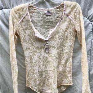Lace, Henley, long sleeve tee - Free People